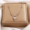 This necklace is a versatile and high-end stainless steel necklace with a fashionable European and American heart-shaped round bead snake bone chain. It is a personalized design accessory Item Picture